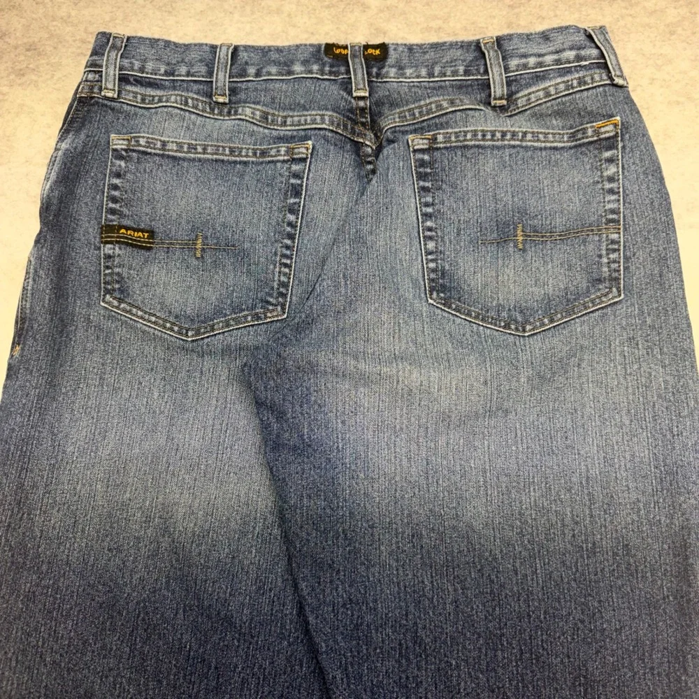 Ariat Rebar M3 Loose Straight Mens 34x32 Blue DuraStretch Stackable Work Jeans